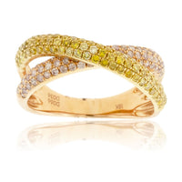 Two Tone Yellow & Rose Gold with Pink & Yellow Diamond Ring - Park City Jewelers