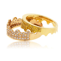 Two Tone Yellow & Rose Gold with Pink & Yellow Diamond Two Piece Ring - Park City Jewelers