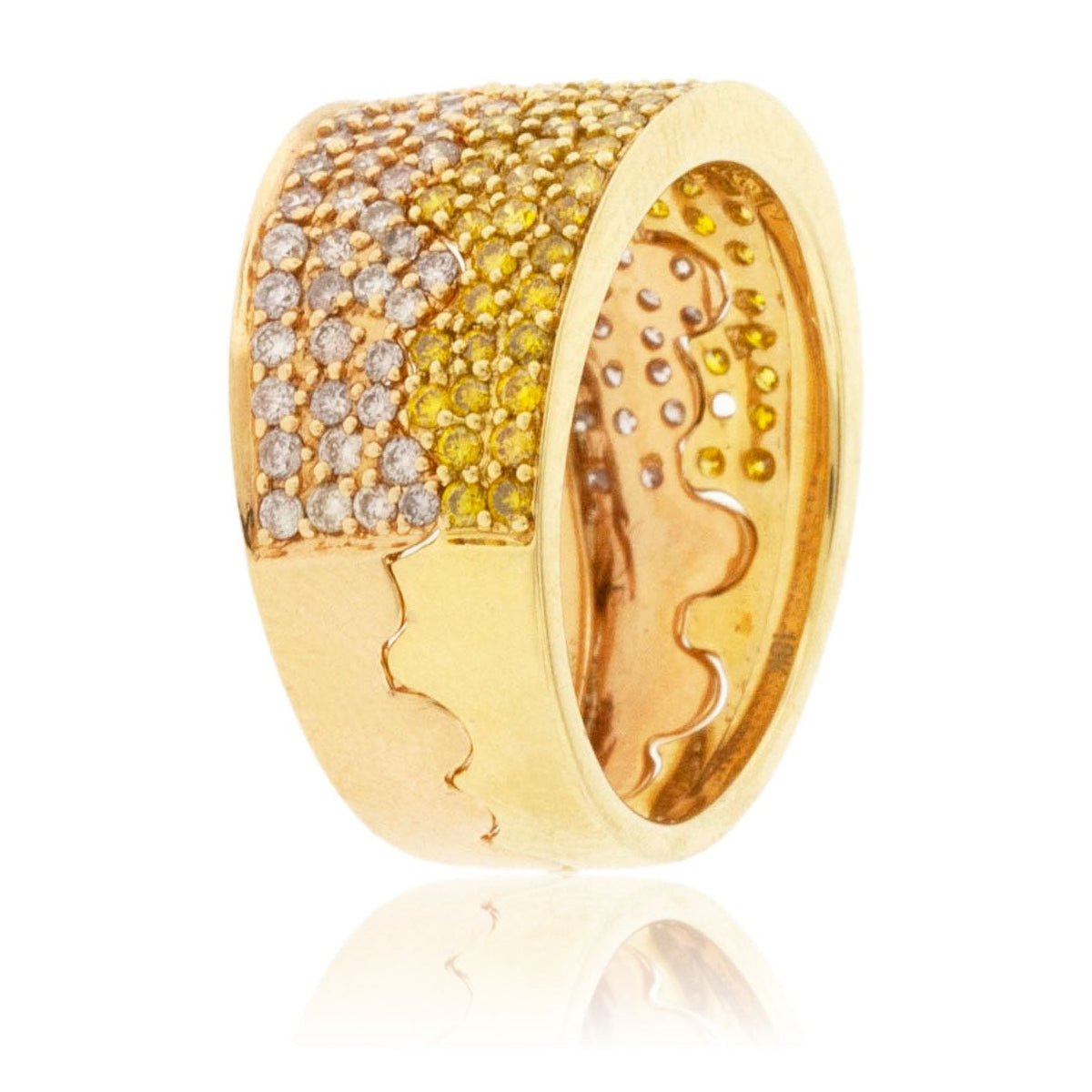 Two Tone Yellow & Rose Gold with Pink & Yellow Diamond Two Piece Ring - Park City Jewelers