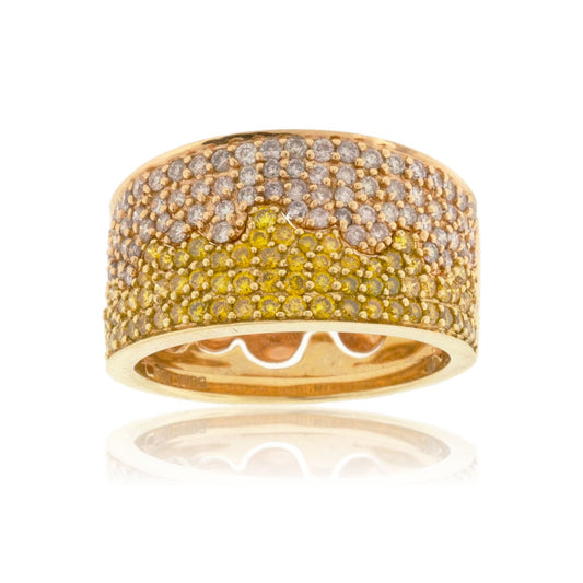 Two Tone Yellow & Rose Gold with Pink & Yellow Diamond Two Piece Ring - Park City Jewelers
