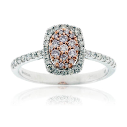 Two Toned Gold White & Pink Diamond Cluster Ring - Park City Jewelers