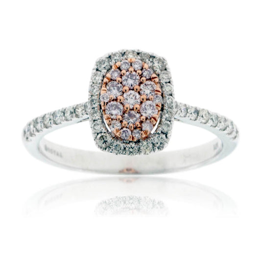 Two Toned Gold White & Pink Diamond Cluster Ring - Park City Jewelers