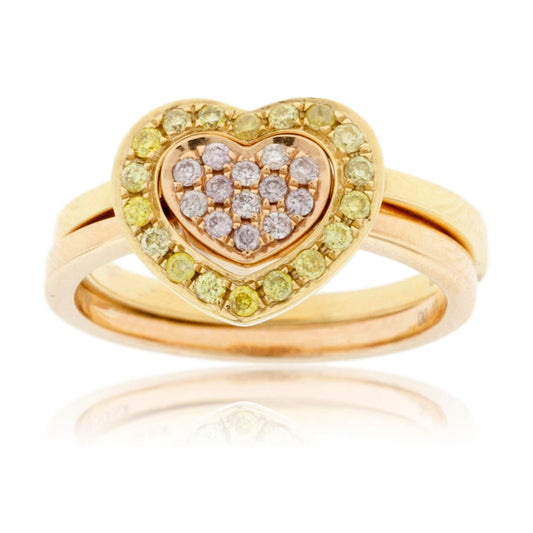 Two Toned Interlocking Heart Diamond Ring - Park City Jewelers