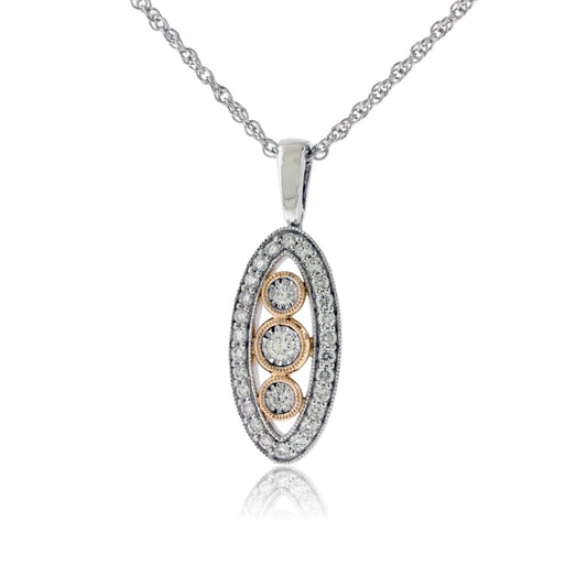 Two Toned Oval Art Deco Style Pendant - Park City Jewelers