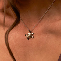 Two Toned Turtle with Hibiscus Flower Pendant - Park City Jewelers