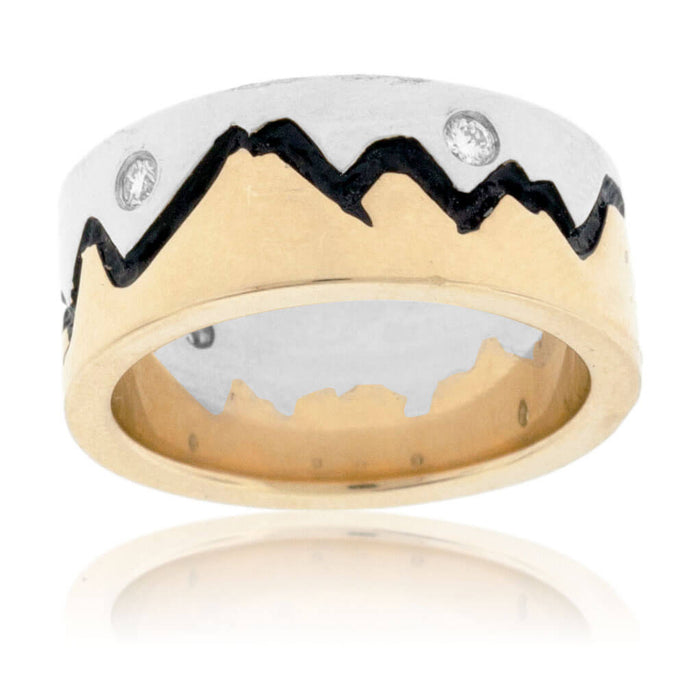Two Toned Women's Mountain Band with Diamonds - Park City Jewelers