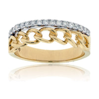 Two Toned Yellow & White Gold Diamond Link Ring - Park City Jewelers