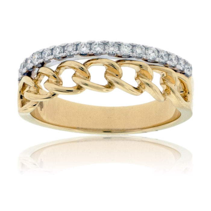 Two Toned Yellow & White Gold Diamond Link Ring - Park City Jewelers