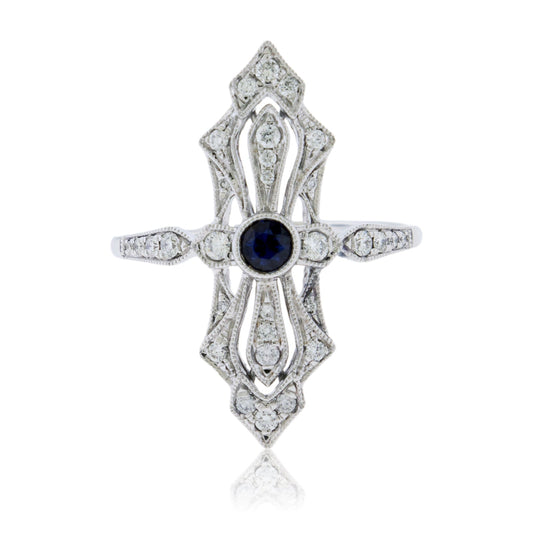 Vintage Style Blue Sapphire & Diamond Ring - Park City Jewelers