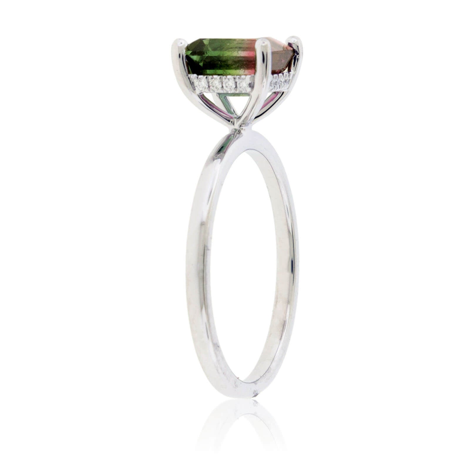 Watermelon Tourmaline Ring, Emerald Cut Tourmaline Ring, 925 Sterling Silver Ring, Engagement Ring, Tourmaline Doublet top Quartz Ring