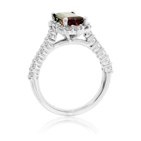 Watermelon Tourmaline & Diamond Halo Ring - Park City Jewelers