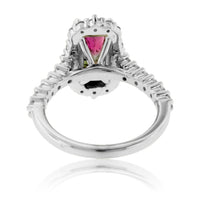 Watermelon Tourmaline & Diamond Halo Ring - Park City Jewelers