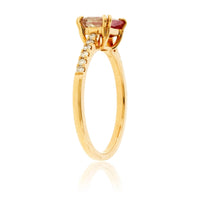 Watermelon Tourmaline & Diamond Lined Ring - Park City Jewelers