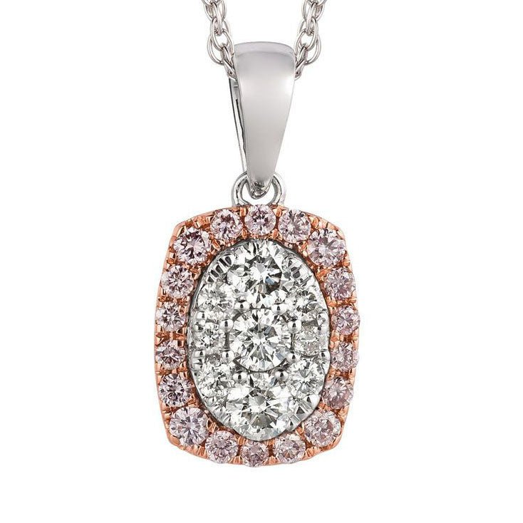 White and Rose Gold with Diamond and Pink Diamond Pendant - Park City Jewelers