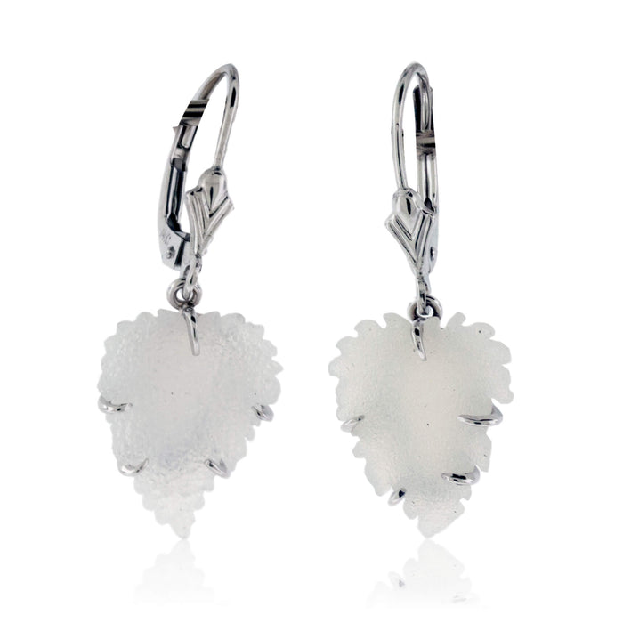 White Carved Druzy Leaf Earrings - Park City Jewelers