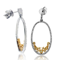 White Diamond Oval with Yellow Diamond Accent Earrings - Park City Jewelers