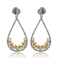 White Diamond Pear with Yellow Diamond Accent Earrings - Park City Jewelers