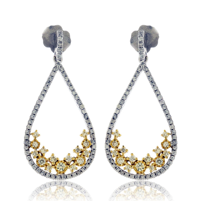 White Diamond Pear with Yellow Diamond Accent Earrings - Park City Jewelers