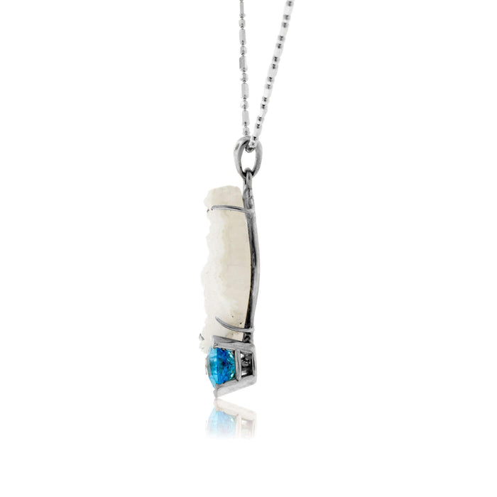 White Druzy and Blue Topaz Necklace - Park City Jewelers