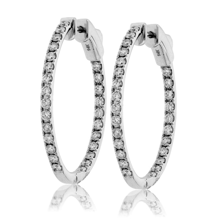 White Gold 1.50 Carat Diamond Inside Out Oval Hoop Earrings - Park City Jewelers