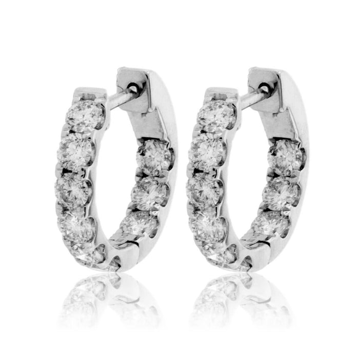 White Gold 2.00 Carat Inside Out Diamond Hoop Earrings - Park City Jewelers