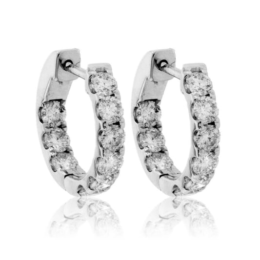 White Gold 2.00 Carat Inside Out Diamond Hoop Earrings - Park City Jewelers