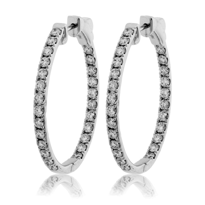 White Gold 2.50 Carat Diamond Inside Out Oval Hoop Earrings - Park City Jewelers