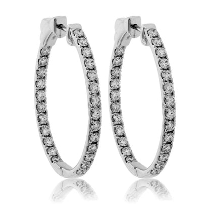 White Gold 2.50 Carat Diamond Inside Out Oval Hoop Earrings - Park City Jewelers