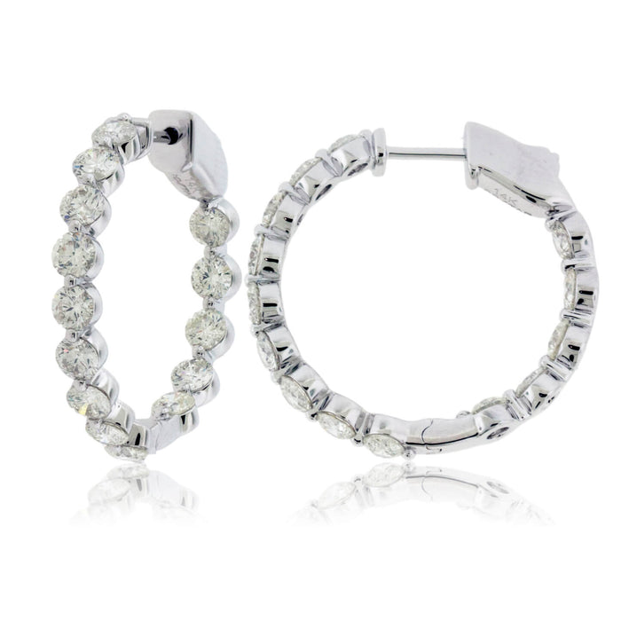 White Gold 3.60 Carat Diamond Inside Out Hoop Earrings - Park City Jewelers