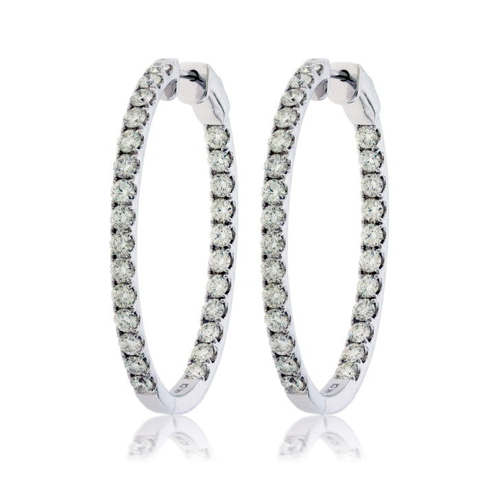 White Gold 3.75 Carat Diamond Inside Out Oval Hoop Earrings - Park City Jewelers