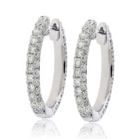 White Gold 4.20 Carat Diamond Hoop Earrings - Park City Jewelers