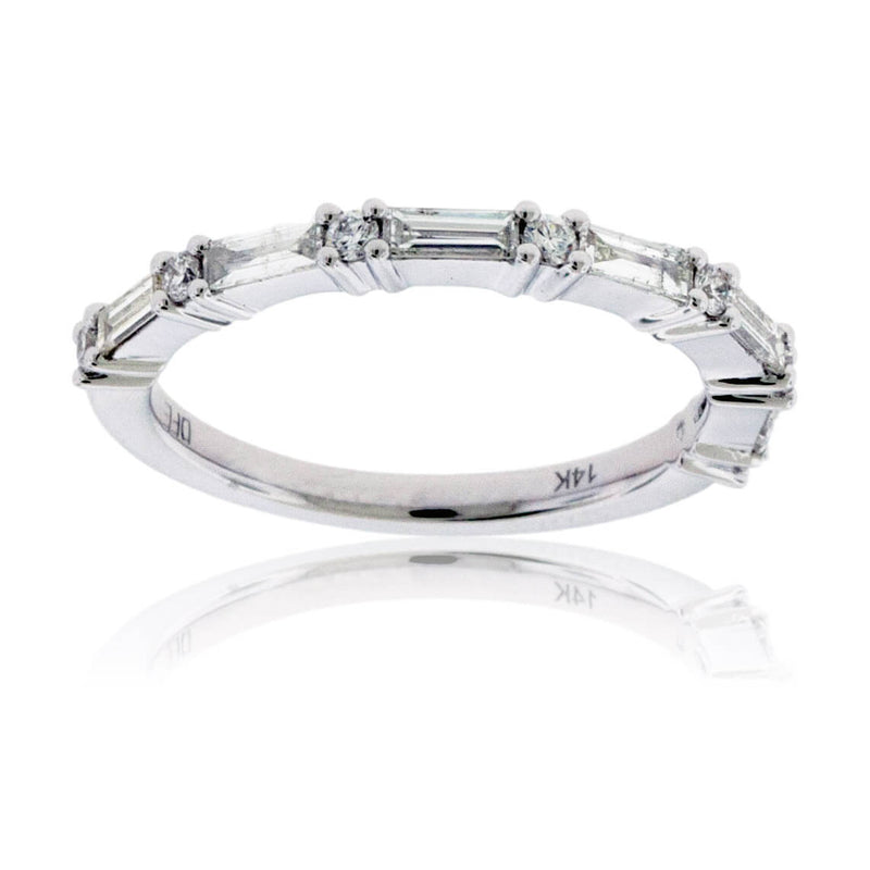 White Gold .50ctw Baguette & Round Diamond Band - Park City Jewelers
