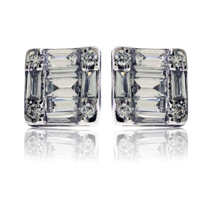 White Gold and Diamond Cluster Stud Style Earrings - Park City Jewelers