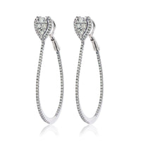 White Gold and Diamond Heart Style Hoop Earrings - Park City Jewelers