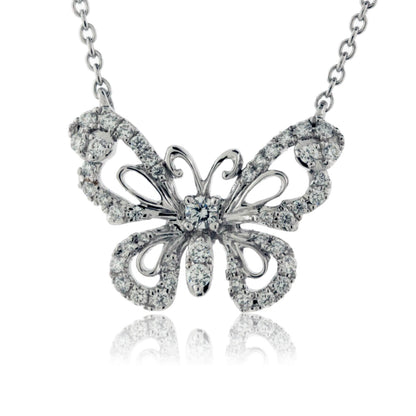 White Gold Diamond Butterfly Pendant - Park City Jewelers