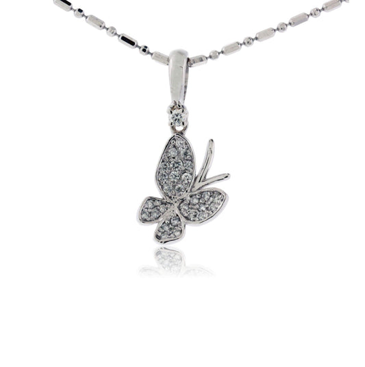 White Gold Diamond Butterfly Pendant - Park City Jewelers
