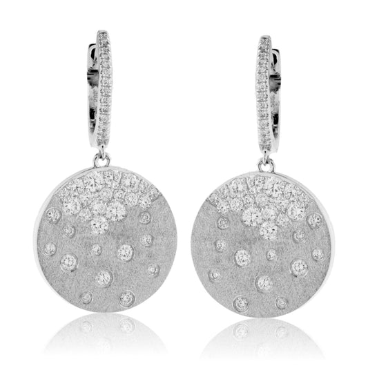 White Gold Diamond Disc Dangle Earrings - Park City Jewelers