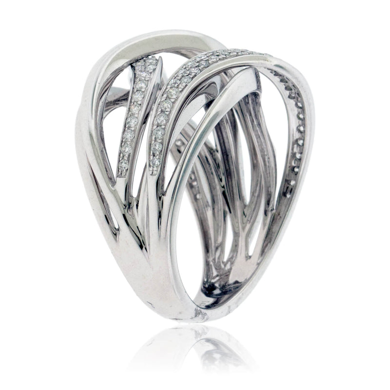 White Gold Diamond Fashion Bypassing Band - Park City Jewelers