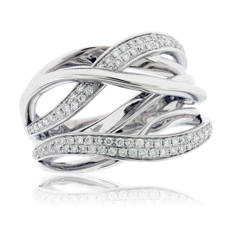 White Gold Diamond Fashion Bypassing Band - Park City Jewelers