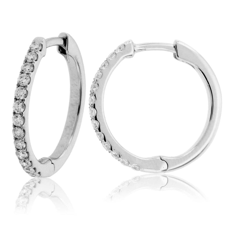 White Gold Diamond Hoop Earrings - Park City Jewelers