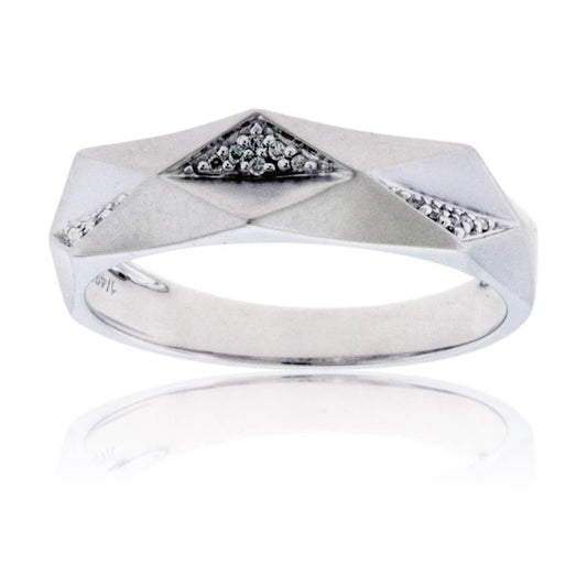 White Gold Geometric Style Diamond Band - Park City Jewelers