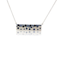 White Gold Satin Finish Flush Set Blue Sapphire Necklace - Park City Jewelers
