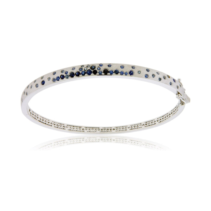 White Gold Satin Finish Flush Set Sapphire Bracelet - Park City Jewelers