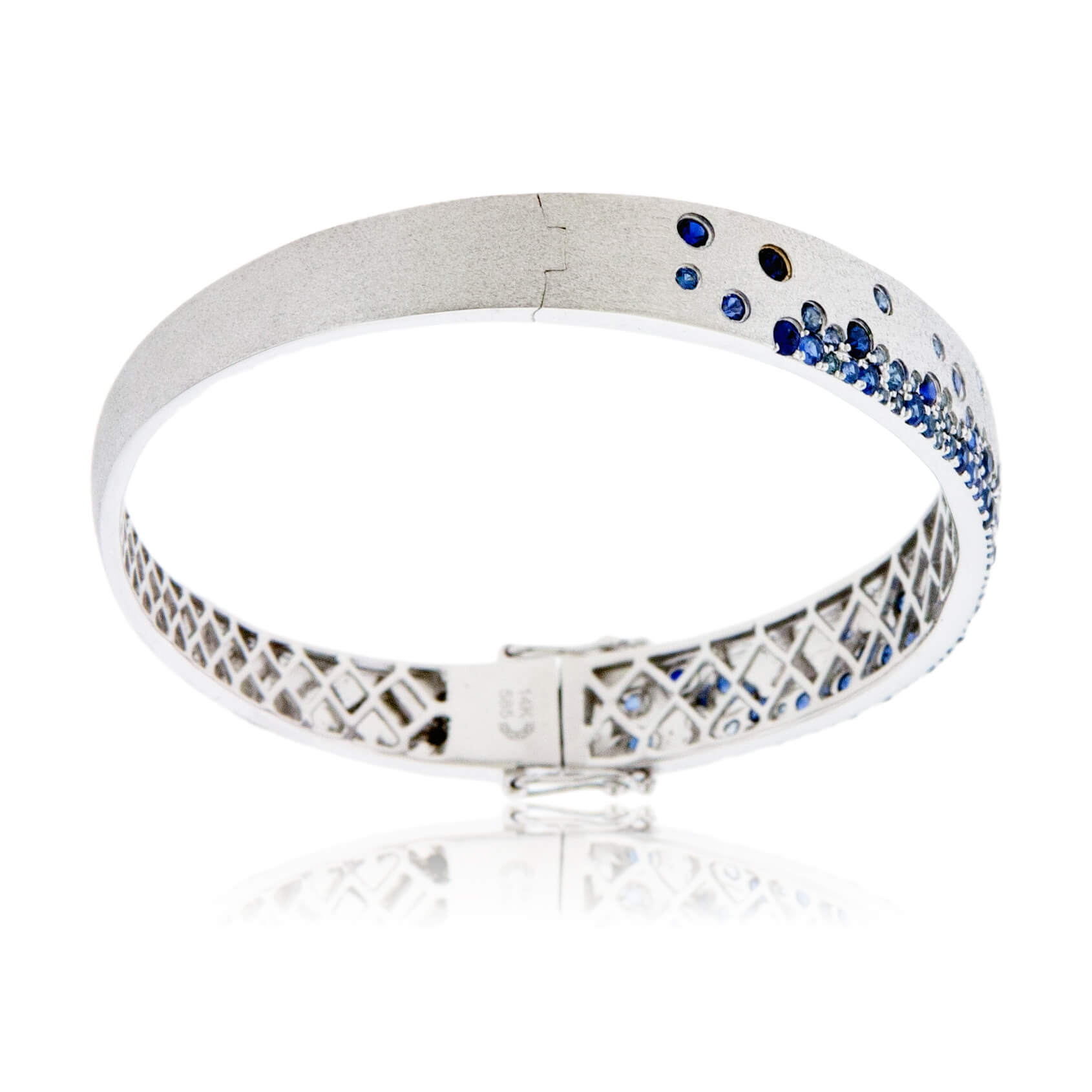 White Gold Satin Finish Flush Set Sapphire Bracelet - Park City Jewelers