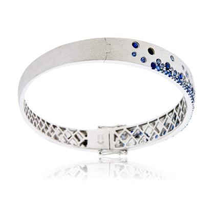 White Gold Satin Finish Flush Set Sapphire Bracelet - Park City Jewelers