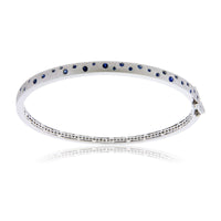 White Gold Satin Finish Flush Set Sapphire Bracelet - Park City Jewelers