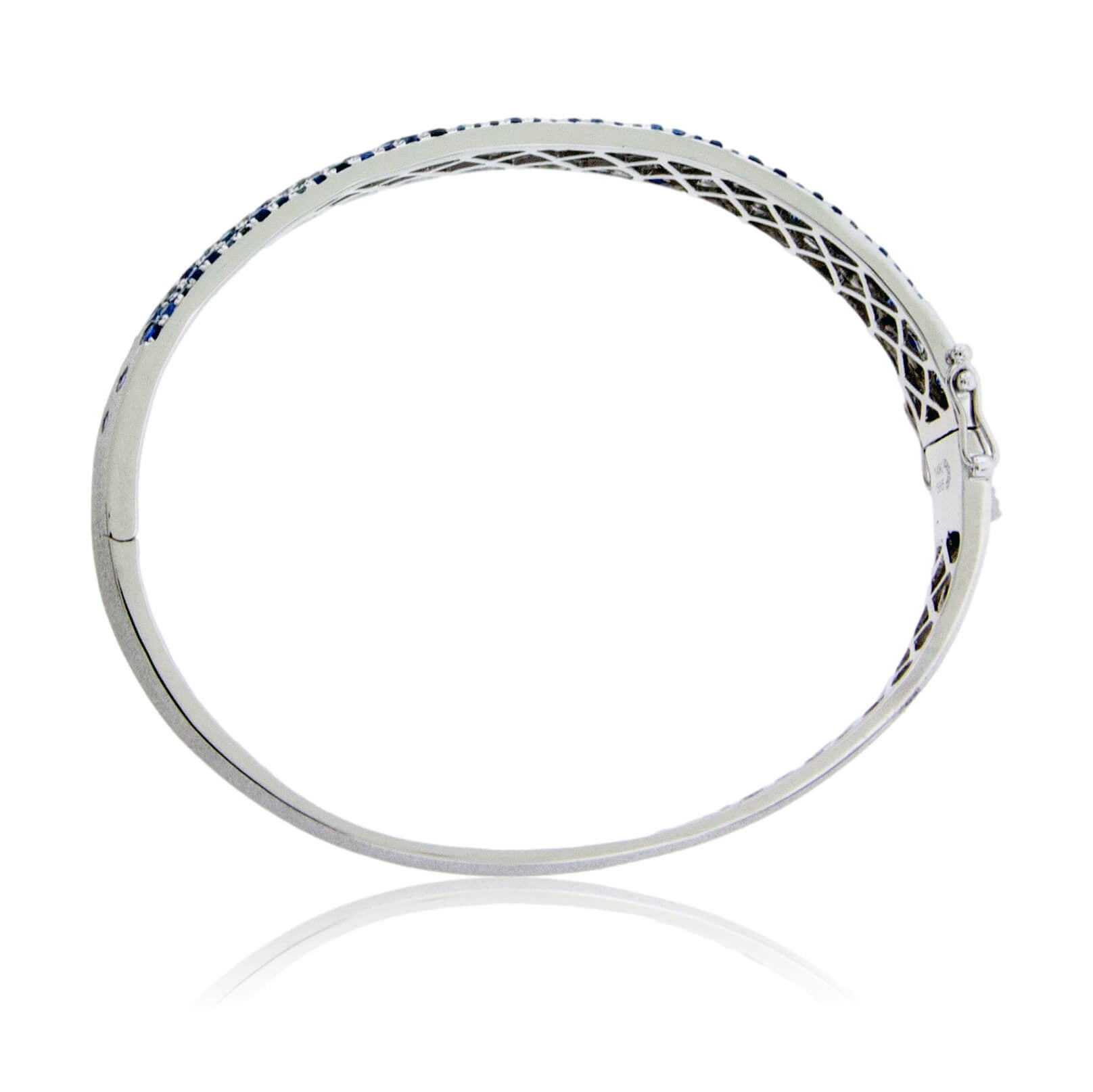 White Gold Satin Finish Flush Set Sapphire Bracelet - Park City Jewelers