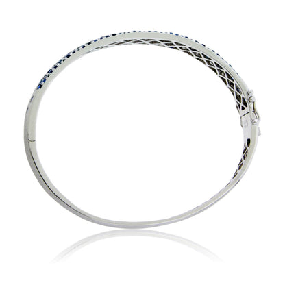 White Gold Satin Finish Flush Set Sapphire Bracelet - Park City Jewelers