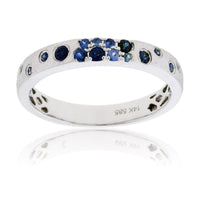 White Gold Satin Finish Flush Set Sapphire Ring - Park City Jewelers