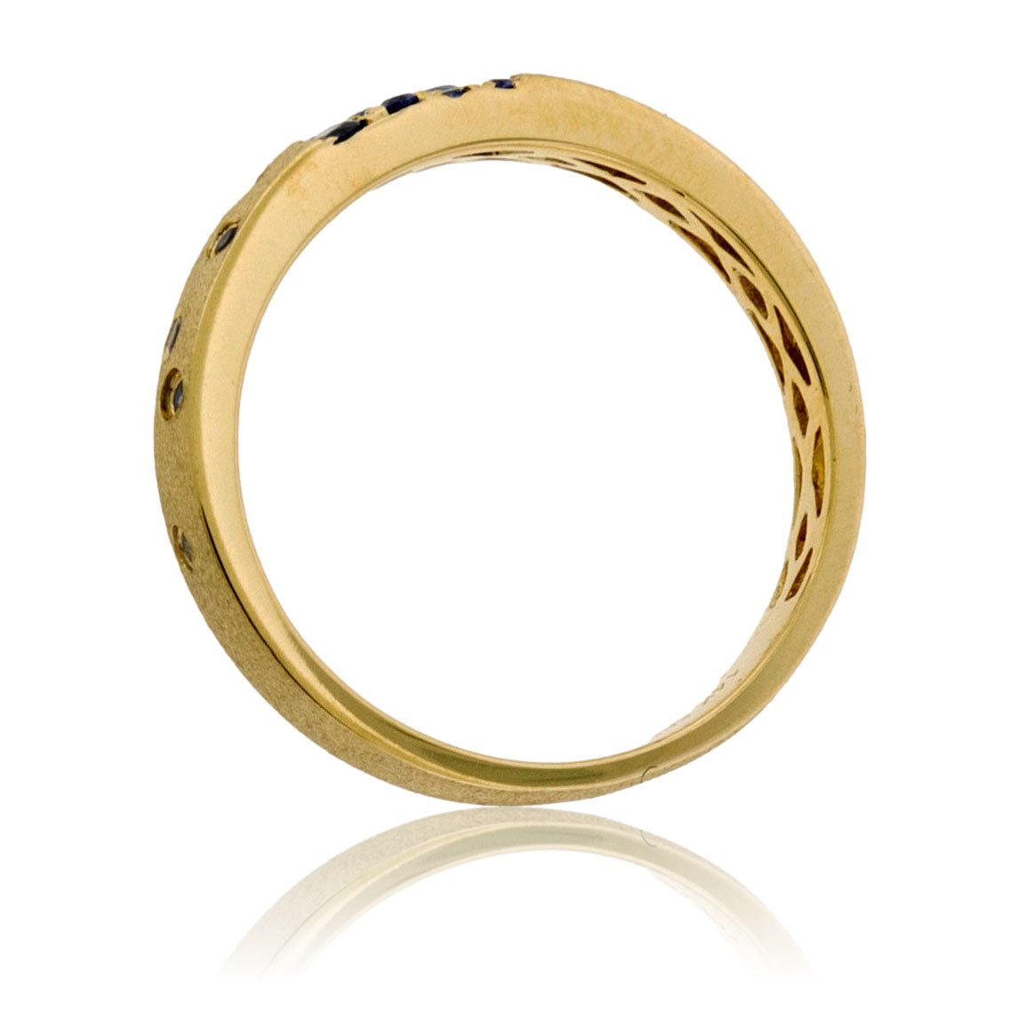 White Gold Satin Finish Flush Set Sapphire Ring - Park City Jewelers